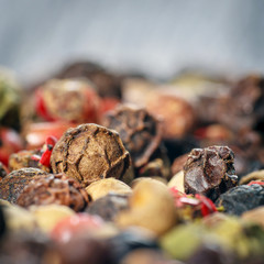 Colorful Peppers Mix in wooden background