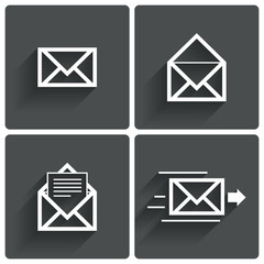 Mail icons. Mail delivery sign. Letter in envelope