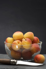 glasschale mit aprikosen