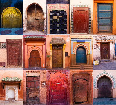 Collage mit Haustüren aus Marrakesh