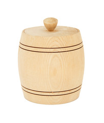 Saltshaker keg of wood isolated on white background.