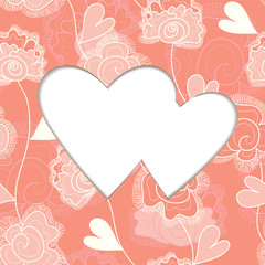 invitation card with flowers,hearts and place for text