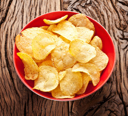 Potato chips in a bowl.