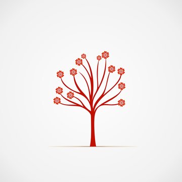 Blossom - simple tree with flowers vector illustration.