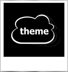 instant photo frame with cloud and theme word, business concept