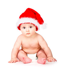 Christmas baby in Santa Claus hat