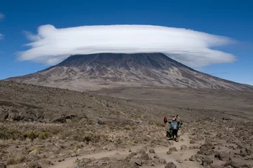 Papier Peint photo autocollant Kilimandjaro porters on The saddle area Rongai Route, Kilimanjaro