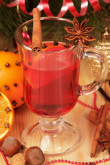 Close up glass of mulled wine