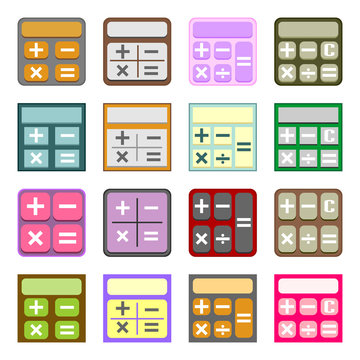 Flat icons of calculators