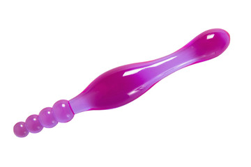 Purple butt beads - sex toy on white