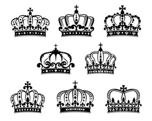 Obraz premium Ornated heraldic royal crowns set