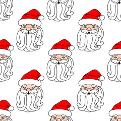 Christmas seamless pattern with Santa Claus face