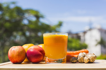 Glass of fresh fruit and vegetable juice