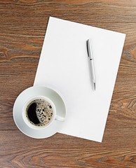 white coffee cup on blank