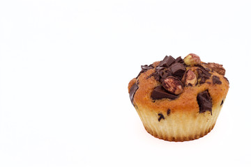 Sweet muffin with chocolate and hazelnut