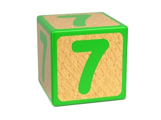 Number 7 - Childrens Alphabet Block.