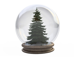 3D Pine Tree In a Snow Globe