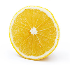 Lemon slice isolated on white background.