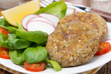 vegetarian cutlets with fresh salad