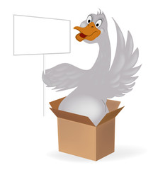 Goose with poster