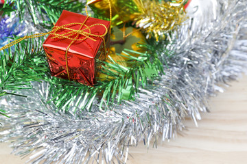 Christmas Decoration Over Wooden Background.