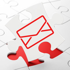 Finance concept: Email on puzzle background