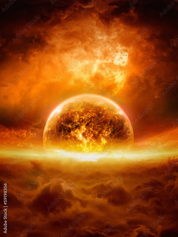 Wall mural exploding planet