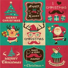 hristmas symbols, icons and hipster elements vector collection