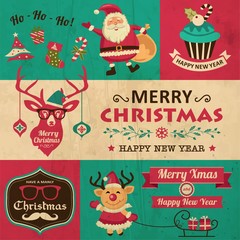 Vector collection of vintage Christmas elements