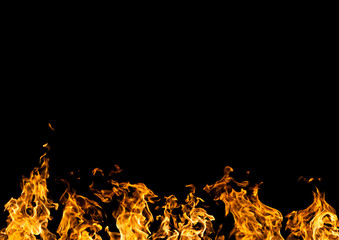 Fire flames on a black background