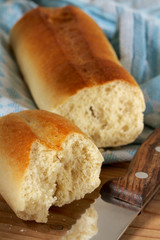 Baguette broken in two pieces