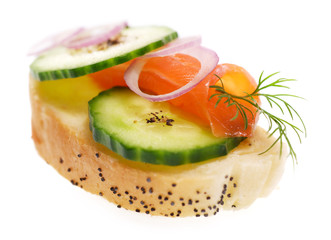 Canape with  smoked salmon and cucumber