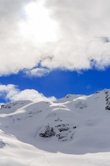 Winter mountains, snow-capped peaks of the Alps