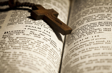 Holy Bible and Rosary Beads