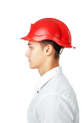 Side view portrait of young engineer