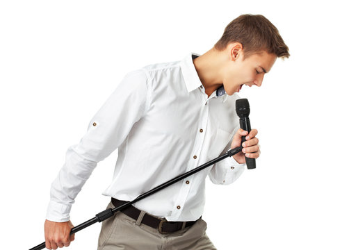 Young man singing