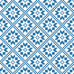 ethnic pattern in blue and white colours