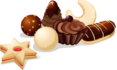 still life with christmas cookies - vector illustration