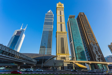Naklejka premium Modern skyscrapers, Sheikh zayed road
