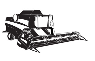 Grain harvester combine. Vector illustration.