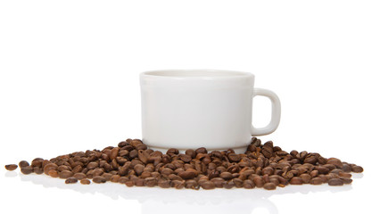 Cup of coffee with grains