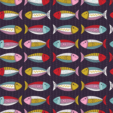 Fototapeta Fishes seamless pattern