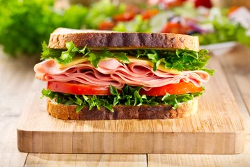 Wall murals Snack sandwich with bacon and vegetables