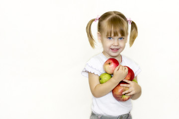Fototapeta na wymiar Girl holding a fruit.