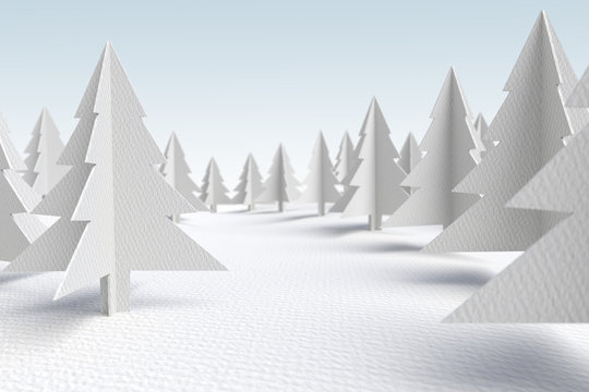 3d white cardboard evergreen forest