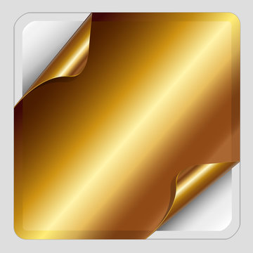 Gold Sticker With Dog-eared.