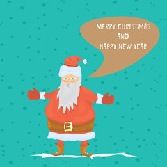 Vector comic cartoon merry christmas greeting card