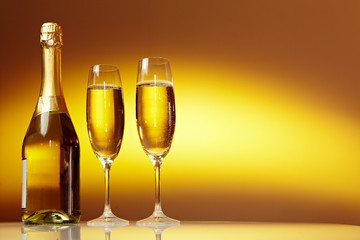 Champagne glasses ready to bring in the New Year