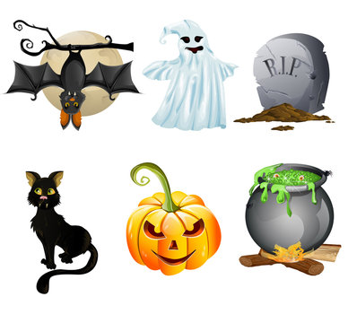 illustration of collection of Halloween icon set