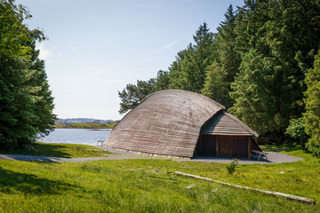A viking longhouse on the coast of Norway